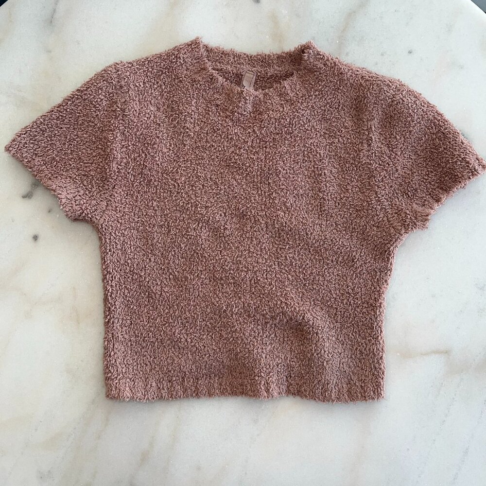 SKIMS I COZY KNIT CROPPED T-SHIRT | ROSE CLAY S/M - Picture 3 of 6